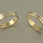 18ct yellow and white gold diamond set wedding bands