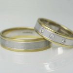 18ct yellow and white gold diamond set wedding bands