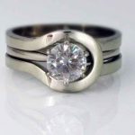 18ct white gold, diamond set engagement ring with wraparound wedding ring
