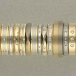 Mixed colour, stone set wedding band