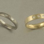 18ct yellow and white gold diamond set wedding bands