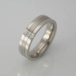 Platinum "3 band", diamond set, wedding ring