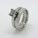 18ct white gold engagement and fitted wedding ring set