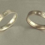 18ct white gold and Platinum, diamond set, wedding rings