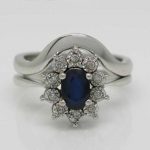 Sapphire and diamond engagement ring with an 18ct white gold fitted wedding ring