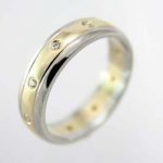 18ct two colour gold, diamond set wedding ring