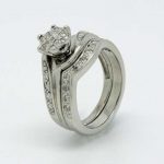 Platinum, diamond set engagement ring with hand made fitted wedding ring