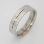 Diamond set contemporary wedding ring