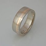 18ct white gold band with an 18ct 'Rose' gold inlayed band