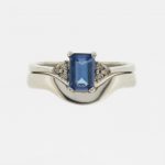 Sapphire and diamond engagement ring with an 18ct white gold fitted wedding ring
